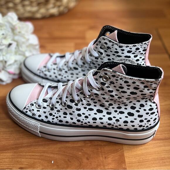 NEW Womens Size 9.5 Converse Chuck Taylor Dalmatian High Top Lift Platform Shoe - Picture 5 of 9